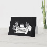 Funny vintage dressed up kitten cat birthday