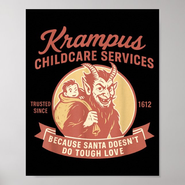 Funny Vintage Krampus Child Transrt Services Merry Poster (Vorne)