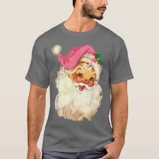 Funny Vintage Pink Santa Claus Pink Christmas Desi T-Shirt