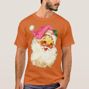 Funny Vintage Pink Santa Claus Pink Christmas Desi T-Shirt