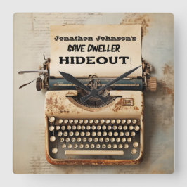 Funny Vintage Schreibmaschine Wall Clock Quadratische Wanduhr