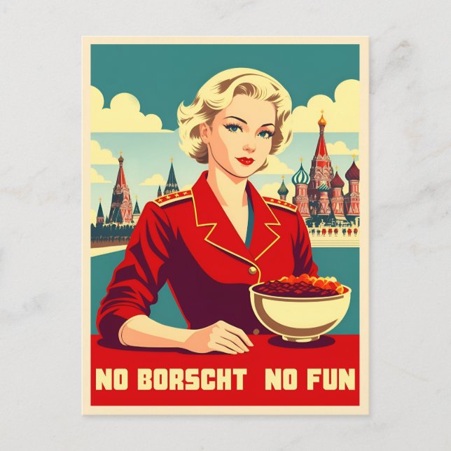Funny Vintage Travel Sowjetunion Kalter Krieg Spaß Postkarte (Vorderseite)