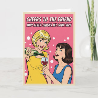 Funny Vintage Wine Humor Best Friends Pop Art Karte