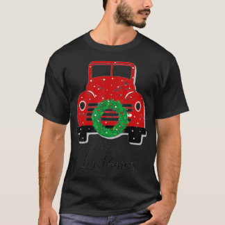 Funny Vintager roter LKW mit fröhlichem Weihnachts T-Shirt