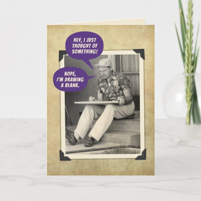 Funny Vintages Foto - Zeichnend ein leeres Vergess Karte (Vorderseite)