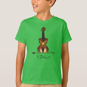 Funny Violin Niedlich Owl Musiker Kinder Musik T-Shirt