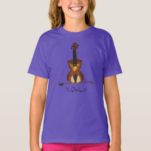 Funny Violin Niedlich Owl Musiker Kinder Musik T-Shirt