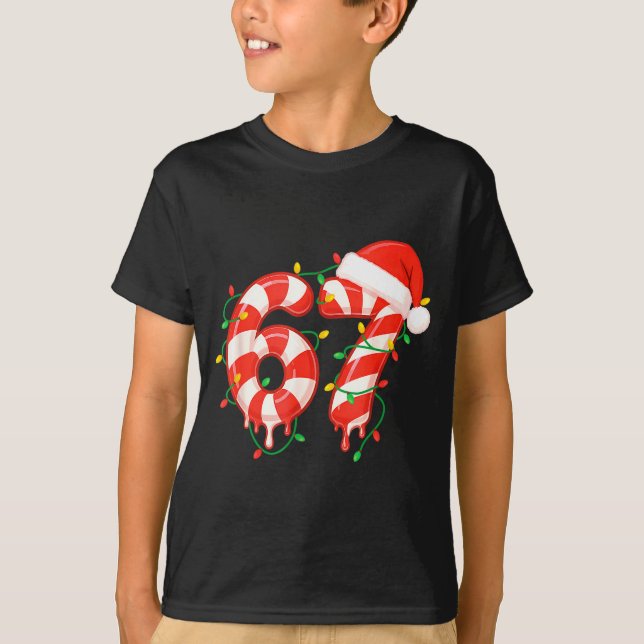 Funny Viral Christmas 67 Candy Canes Meme Santa Ho T-Shirt (Vorderseite)