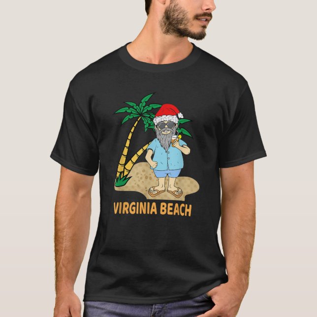 Funny Virginia Beach Vacation Santa Theme Men Wome T-Shirt (Vorderseite)