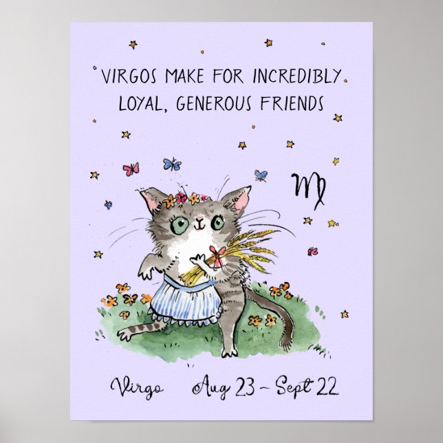 Funny Virgo Poster Zodiac Cat Star Plakat (Vorne)