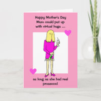 Funny Virtual Hugs Prosecco Muttertag