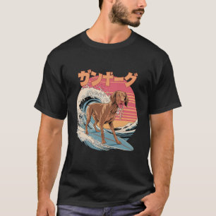 Funny Vizsla Dog Japanisch Kanagawa Wave T-Shirt