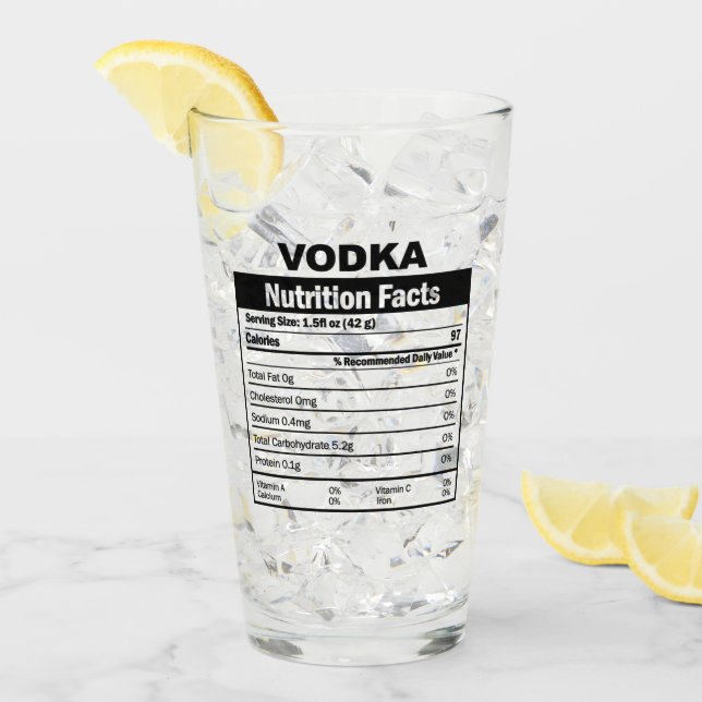 Funny Vodka Nutrition Facts Glass Glas (Vorderseite Ice)