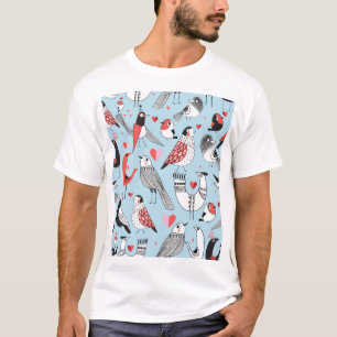 Funny Vogel Illustrationen, Grafik nahtlos. T-Shirt