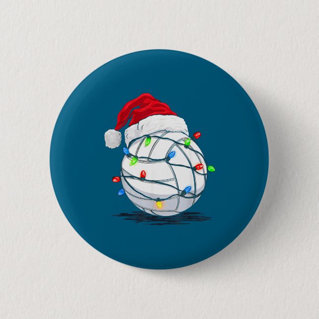 Funny Volleyball Ball Christmas Graphics Lights Lo Button (Vorderseite)