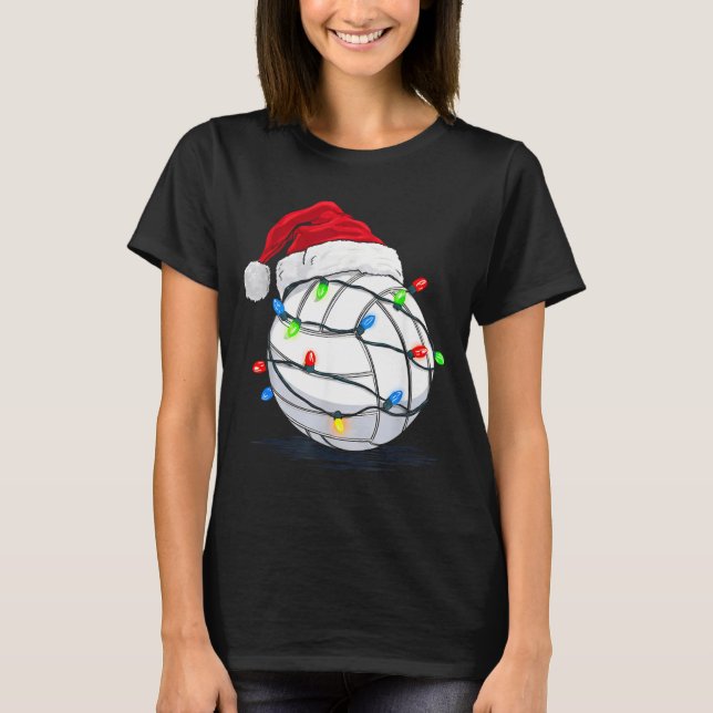 Funny Volleyball Ball Christmas Graphics Lights Lo T-Shirt (Vorderseite)