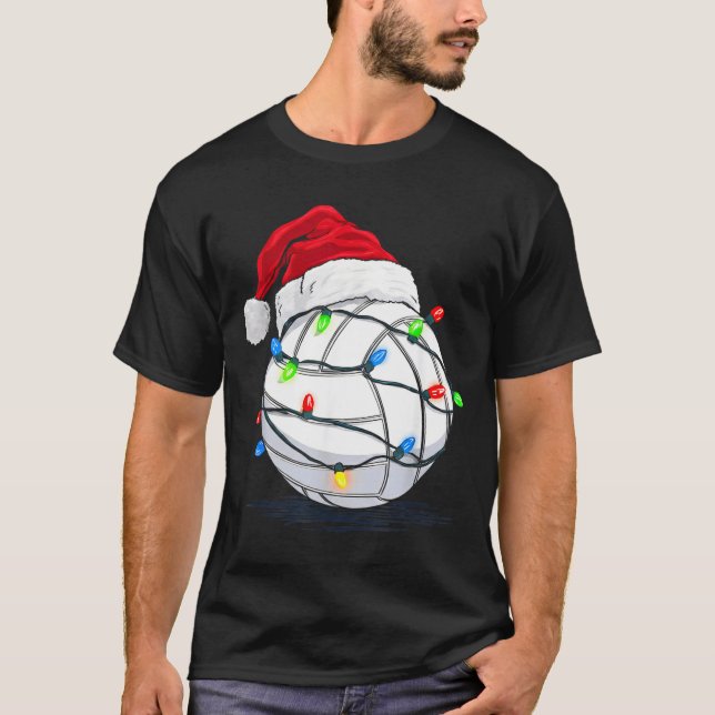 Funny Volleyball Ball Christmas Graphics Lights Lo T-Shirt (Vorderseite)