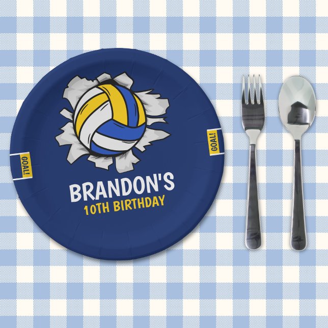Funny Volleyball Boy Birthday Pappteller (Von Creator hochgeladen)