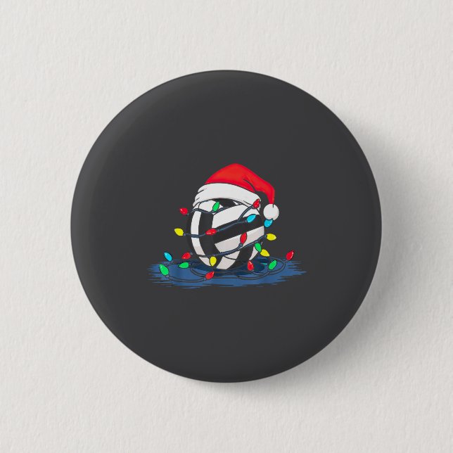 Funny Volleyball Christmas Graphics Lights Lover P Button (Vorderseite)
