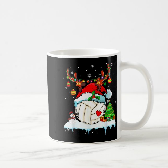 Funny Volleyball Christmas Reindeer Santa Hat Ligh Kaffeetasse (Rechts)