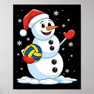 Funny Volleyball Snowman Weihnachtsvolleyball-Spie Poster