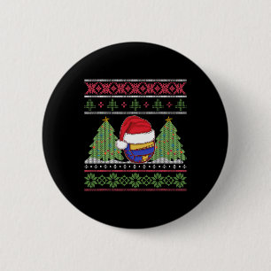 Funny Volleyball Team Ugly Sweater Christmas Light Button