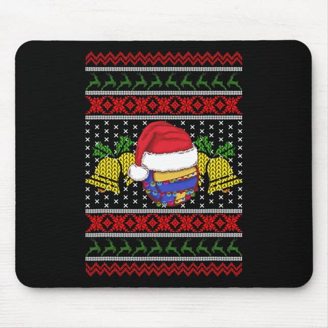 Funny Volleyball Team Ugly Sweater Christmas Light Mousepad (Vorne)