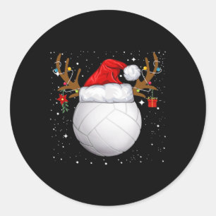 Funny Volleyball Weihnachtsmannmütze Weihnachtsfei Runder Aufkleber