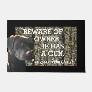 Funny Vorsicht vor dem Besitzer Labrador Hund Begr Fußmatte