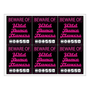 Funny Vorsicht vor wilden Bunco-Spielern Weinetikett