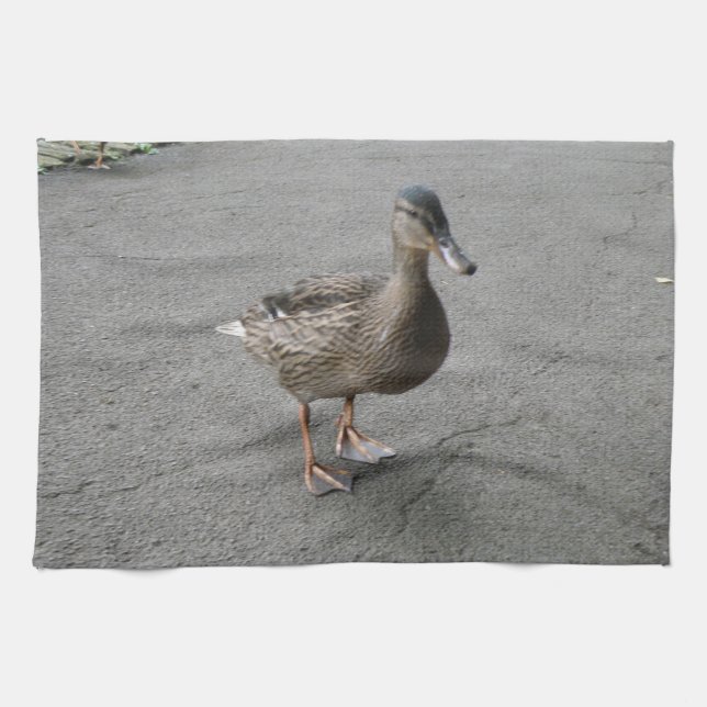 Funny Waddling Duck Kitchtuch Handtuch (Horizontal)