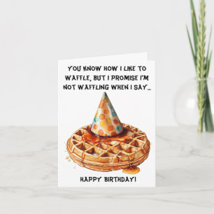 Funny Waffle Birthday-Nachricht mit Hat Karte