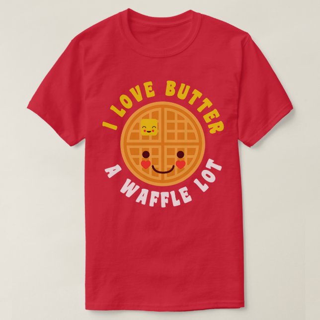 Funny Waffle Breakfast Lover Butter Food Puff Nied T-Shirt (Design vorne)
