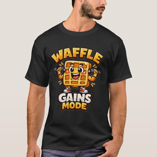 Funny Waffle Gains Mode Shirt Cute Gym Waffle Tee (Vorderseite)