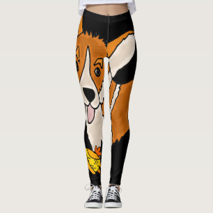 Funny Walisischer Korgi Hund mit Kautschukhähnchen Leggings