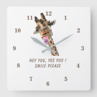 Funny Wall Clock Spielerisches Girafflächeln - Dei