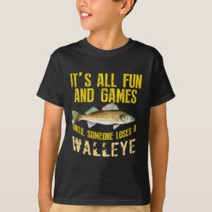 Funny Walleye Fischen Süßwasser Fisch Grafische Mä T-Shirt