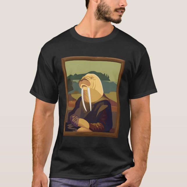 Funny Walrus Mona Lisa Art Parody T-Shirt (Vorderseite)