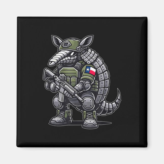 Funny War madillo The Veteran Tactical Texas Flag Magnet (Vorne)