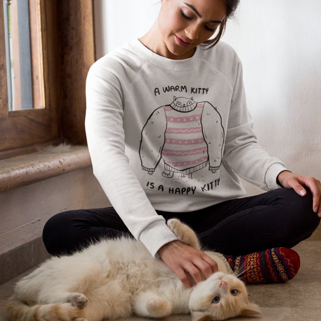 Funny Warm Happy Kitty in Kleidung Charakter Pink Sweatshirt (Von Creator hochgeladen)