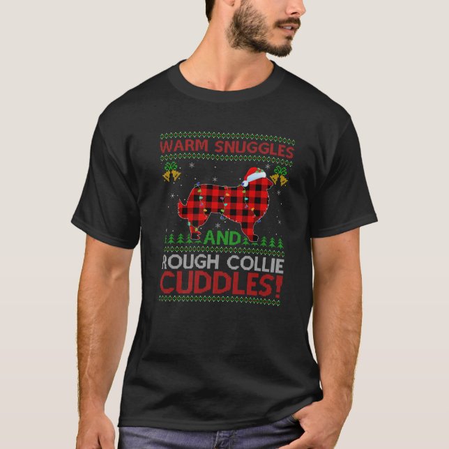 Funny Warm Snuggles Cuddles Ugly Rough Collie Dog T-Shirt (Vorderseite)
