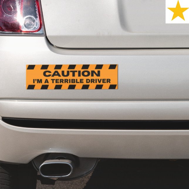Funny Warning Caution Bad Driver Driving Humor  Autoaufkleber (Von Creator hochgeladen)