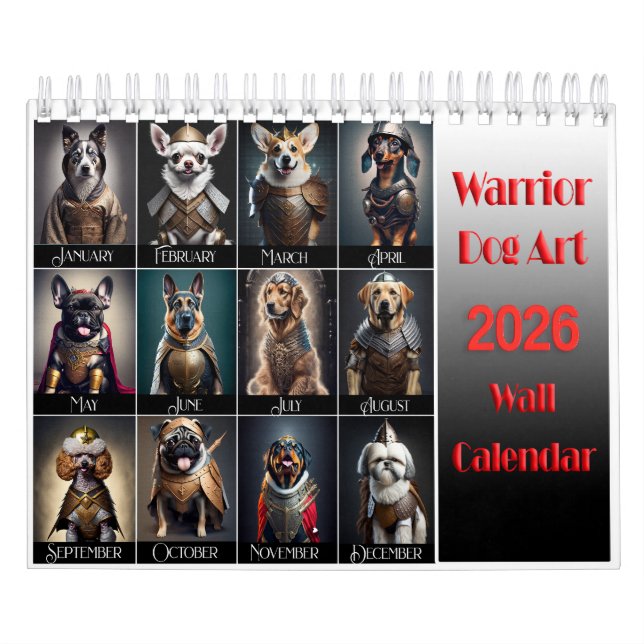 Funny Warrior Dog Lovers 2026 Wall Calendar Kalender (Titelbild)