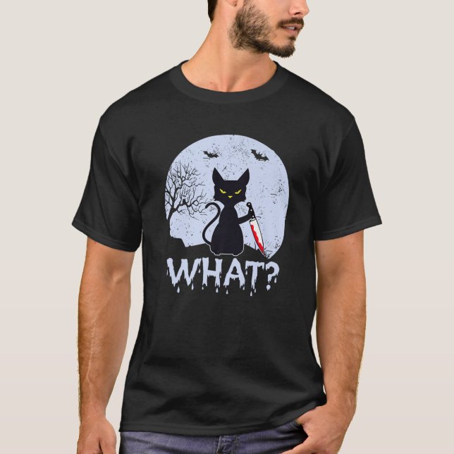 Funny, was mörderische Katze mit blutigen Knife Mo T-Shirt (Vorderseite)