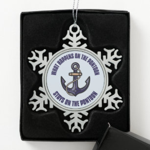Funny Was passiert auf der Pontoon Vacation Trip Schneeflocken Zinn-Ornament