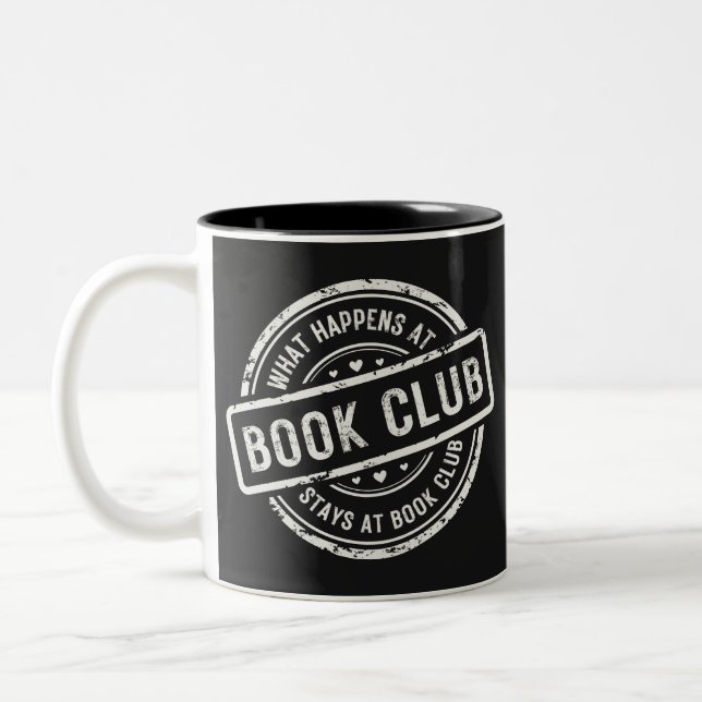 Funny Was passiert bei Book Club Retro Style Zweifarbige Tasse (Links)