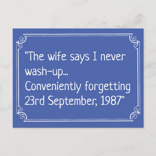 Funny Washing Up Joke Postkarte (Vorderseite)
