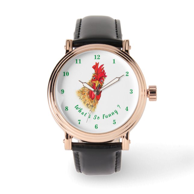 Funny Watch Geschenk mit überraschendem Rooster Armbanduhr (Vorderseite)