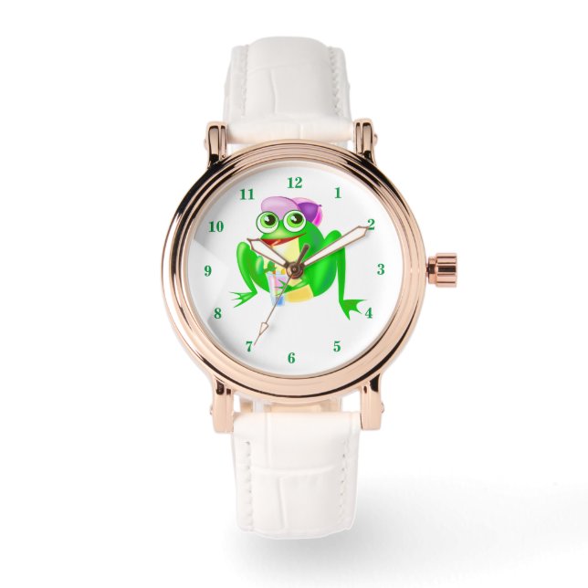 Funny Watch mit Happy Party Frog Armbanduhr (Vorderseite)