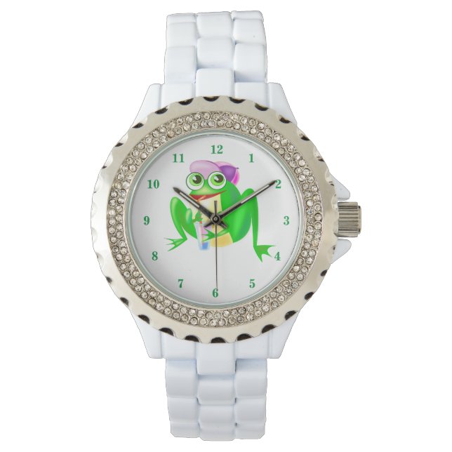 Funny Watch mit Happy Party Frog Armbanduhr (Vorderseite)